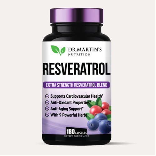 Dr Martin's Nutrition Resveratrol Antioxidant Supplement - 1568 mg | 3 Months Supply ( 180 Capsules )